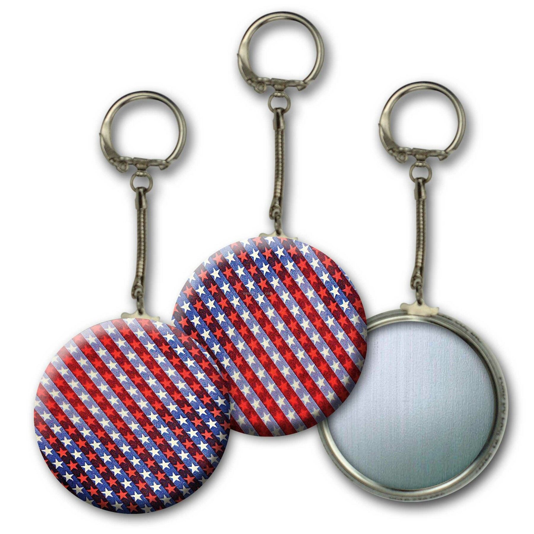 Metallic Key Chain W/3d Lenticular Animated Stars And Stripes (Blanks)