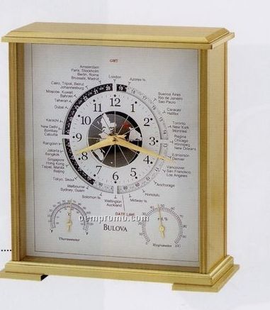 Bulova Quest Executive Clock W/ Metal Case