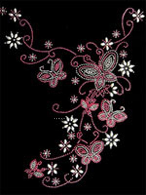 Flowers And Butterfly Rhinestud Transfer