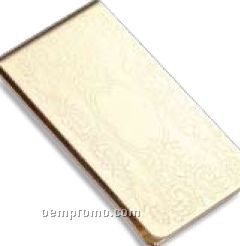 Gold Gilt Plated Metal Money Clip W/ Design