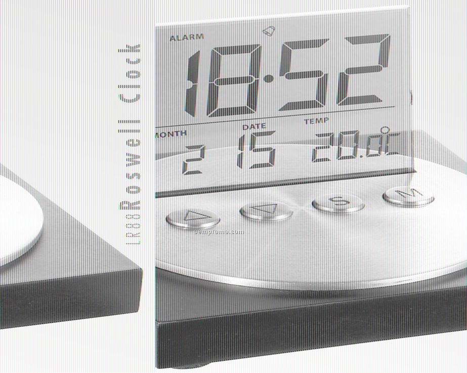 Roswell Desktop Clock W/ Wood Base (8 1/2cmx5.9cm)
