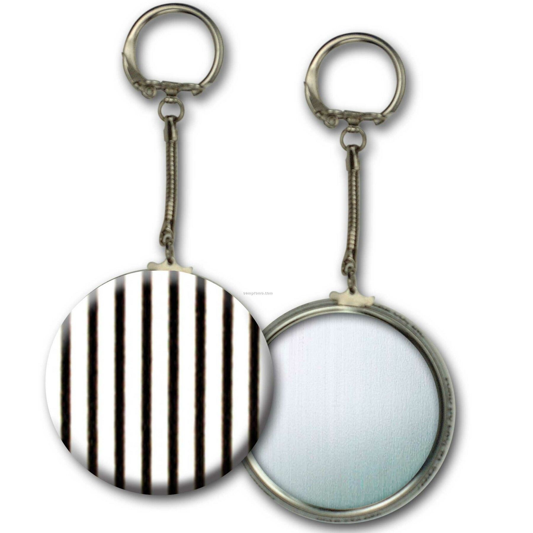 Black/White Metallic Key Chain W/3d Lenticular Stripes (Blanks)
