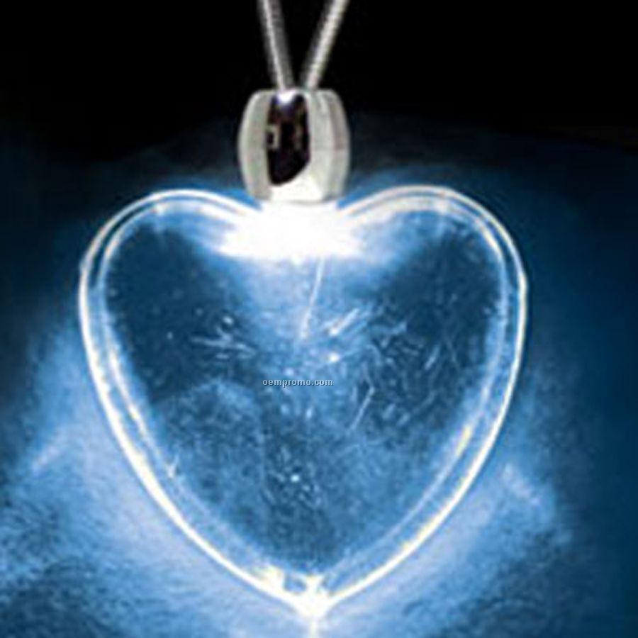 Blue Acrylic Heart Pendant Light Up Necklace