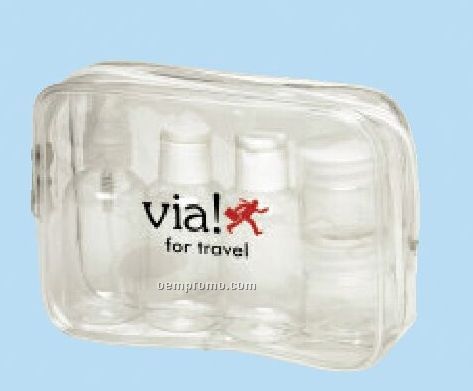 Clear Bag Kit With Empty Amenity Bottle Set