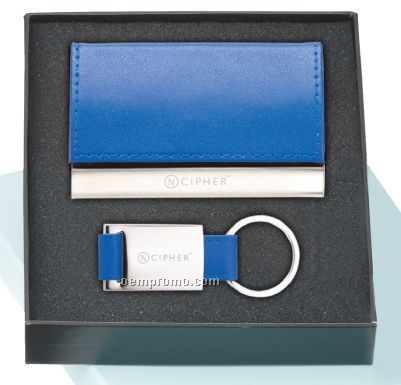 Color Play Gift Set Leather Card Holder & Key Ring Set