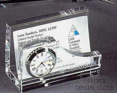 Crystal Clock Business Card Holder