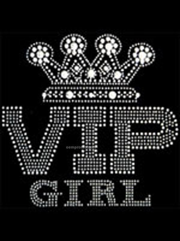 Vip Girl W/Crown Rhinestone Transfer