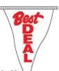 60' String Stock Pennants - Best Deal - Red/White