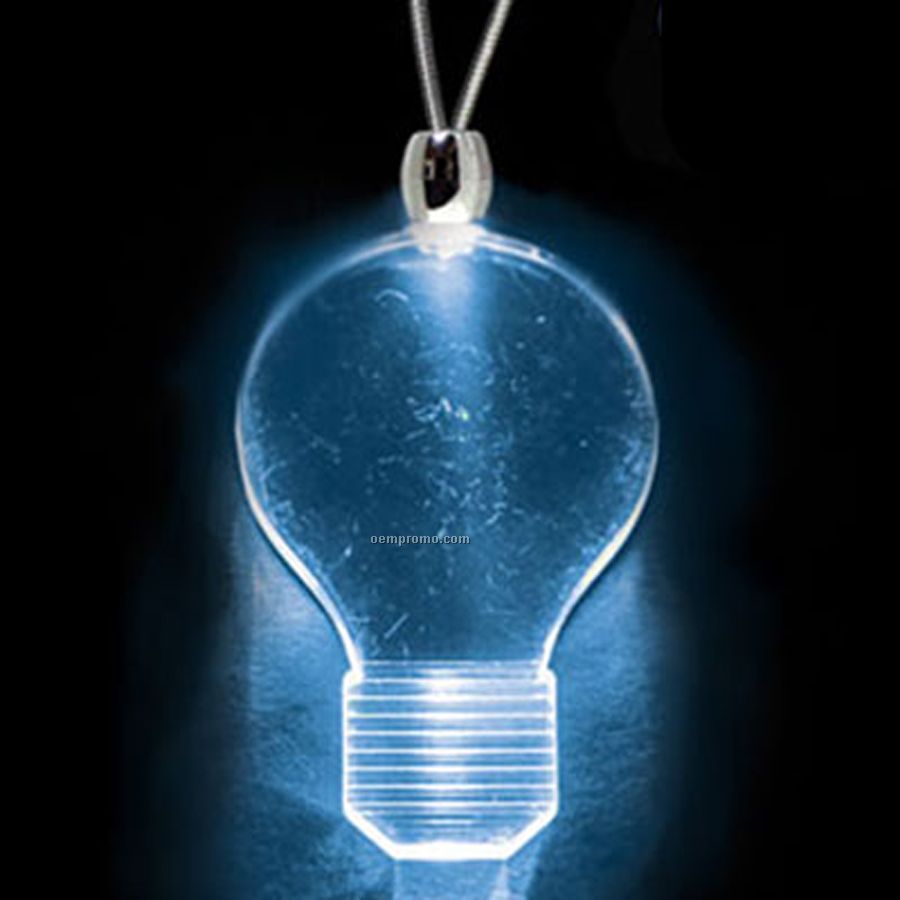 Blue Acrylic Light Bulb Pendant Light Up Necklace