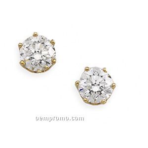Ladies' 14kw 1 Ct Tw Diamond Round Earring (6 Prong Screwback)