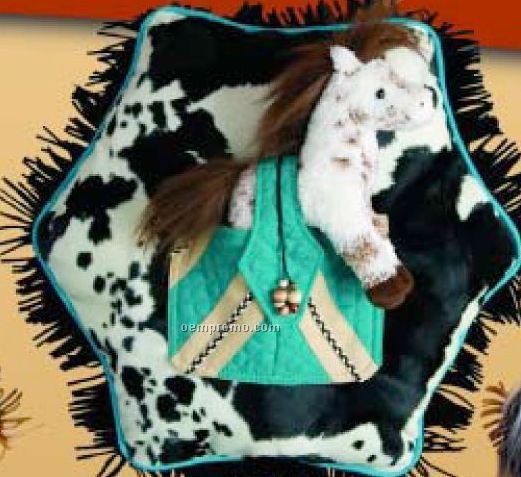 15" Southwestern Hexagon Pocket Pillow With Lil' Nugget Horse