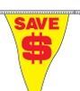 60' String Stock Pennants - Save - Red/Yellow