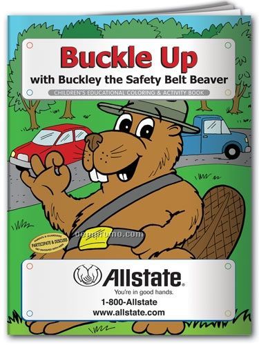 Action Pack Color Book W/ Crayons & Sleeve - Buckle Up With Buckley Beaver
