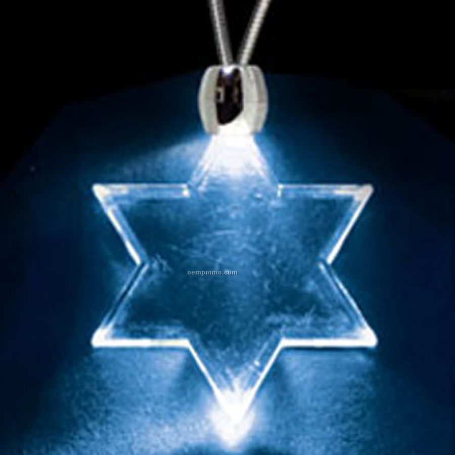 Blue Acrylic Star Of David Pendant Light Up Necklace