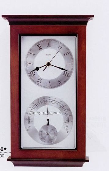 Bulova Yarmouth Maritime Clock W/ Solid Wood Case