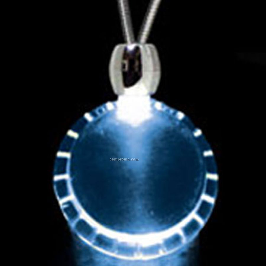 Blue Acrylic Bottle Cap Pendant Light Up Necklace