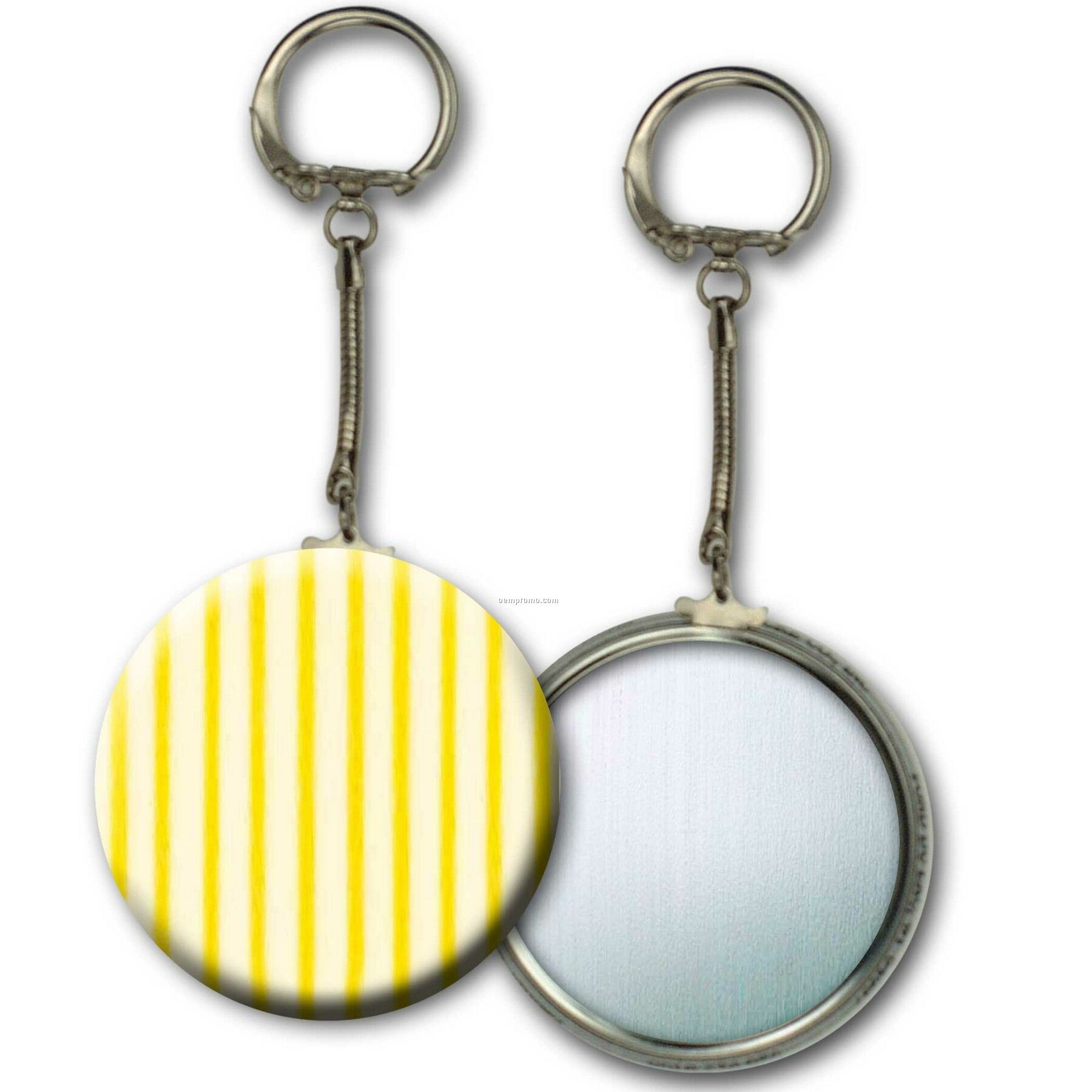 Yellow/ White Metallic Key Chain W/3d Lenticular Stripes ( Blanks)