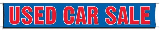 3'x20' Fluorescent Stock Slogan Banner - Used Car Sale