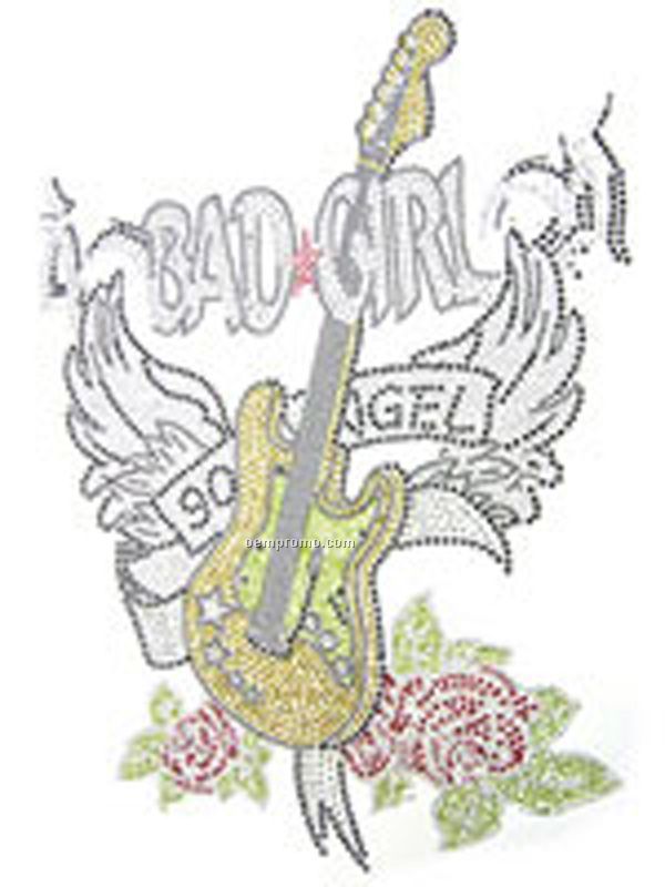 Bad Girl With Wings And Guitar Rhinestone Transfer