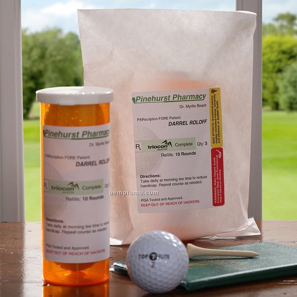 Personalized Custom Logo Prescription Bottle With 3 Golf Balls