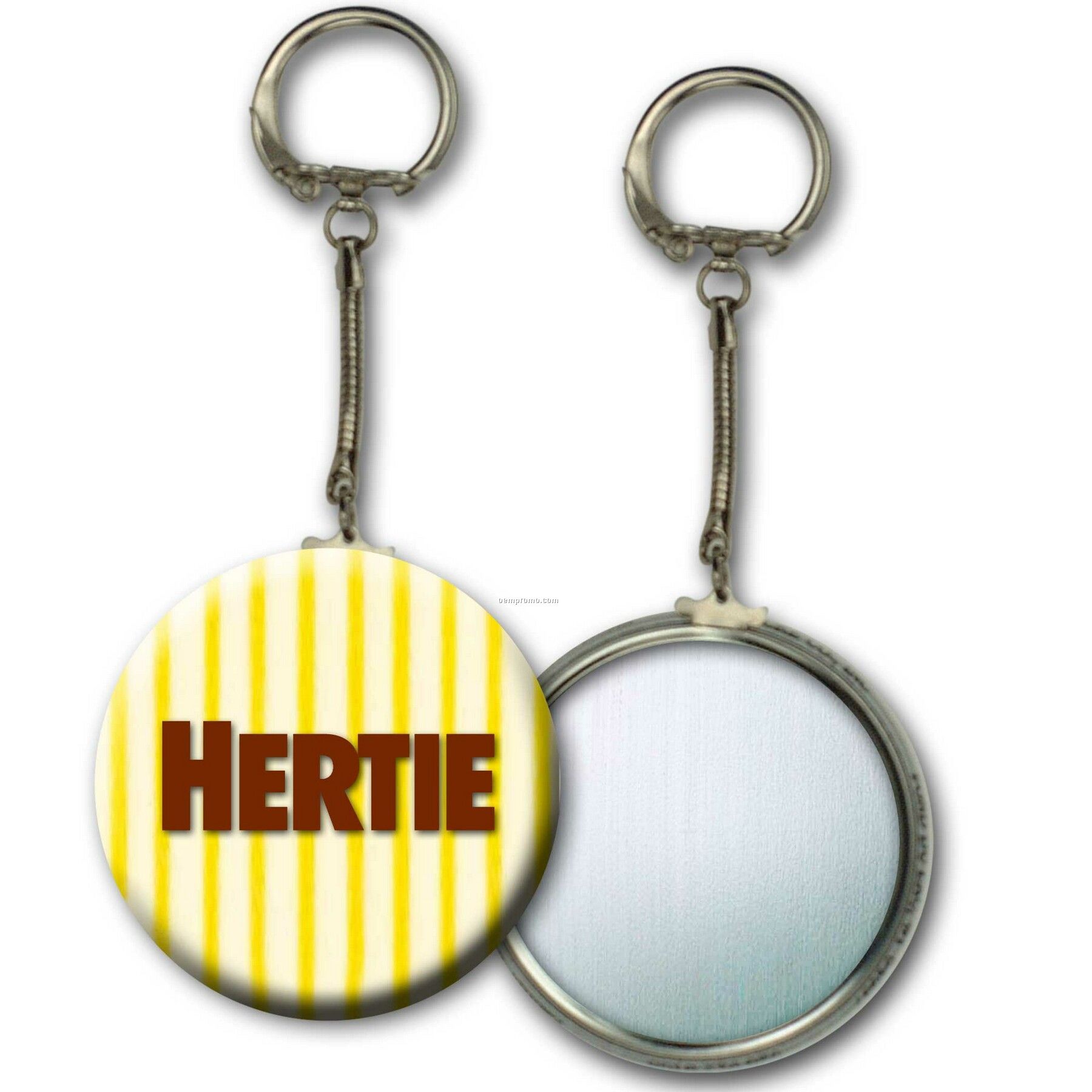 Yellow/White Metallic Key Chain W/3d Lenticular Stripes (Custom)