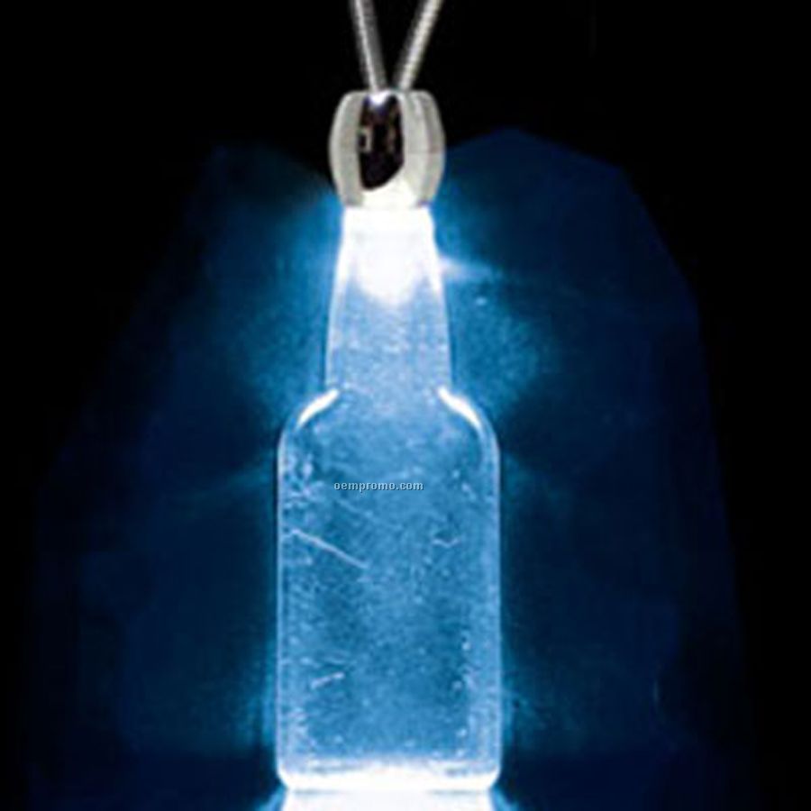 Blue Acrylic Flat-faced Bottle Pendant Light Up Necklace