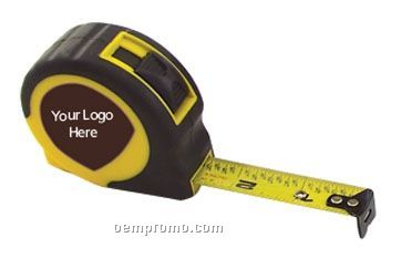Retractable Rubberized Power Tape Measure- Laminated Label (12'x5/8" Blade)