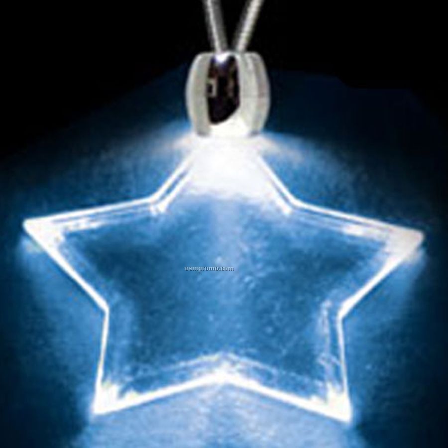 Blue Acrylic Star Pendant Light Up Necklace