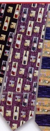 Silk Grape Wine Bottle Pattern Restaurant Tie - Pattern Style B