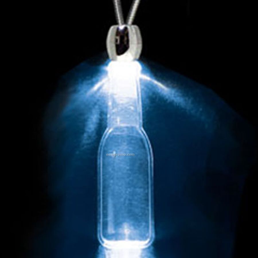 Blue Acrylic Round-faced Bottle Pendant Light Up Necklace