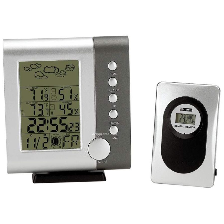 Indoor/ Outdoor Weather Station W/ Remote Sensor And Alarm Clock