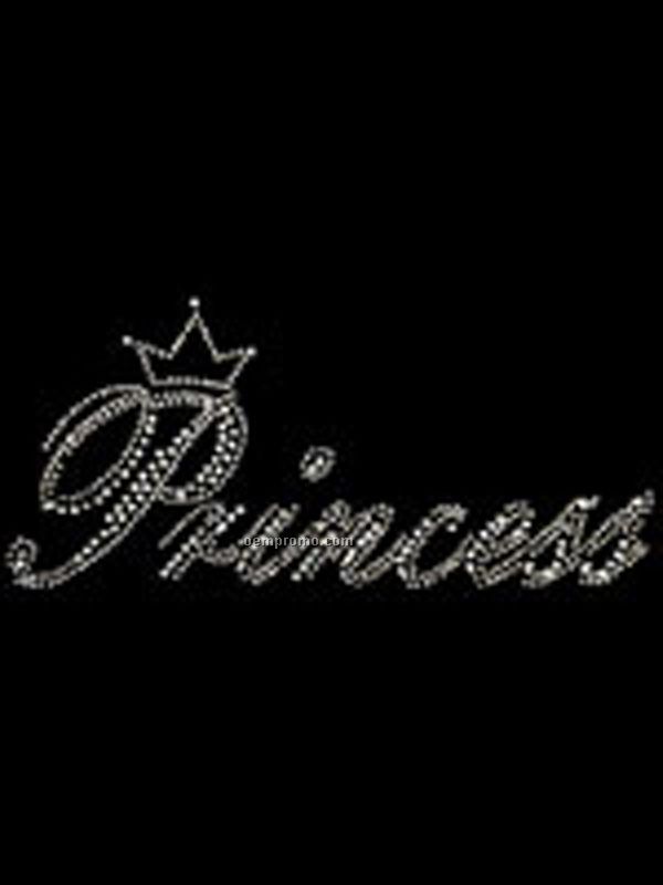 Princess W/Small Crown Rhinestone Transfer Clear Stones & Pink Studs