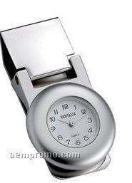 Round Polished Money Clip With Clock