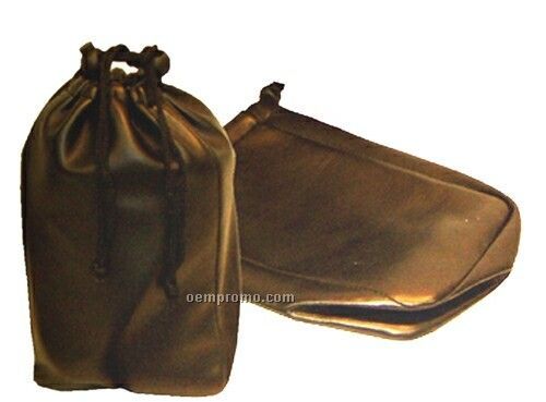 Synthetic Leather Drawstring Utility Bag (9"X5-1/2")