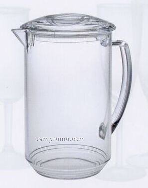 Acrylic Ribbed Pitcher With Lid & Narrow Handle