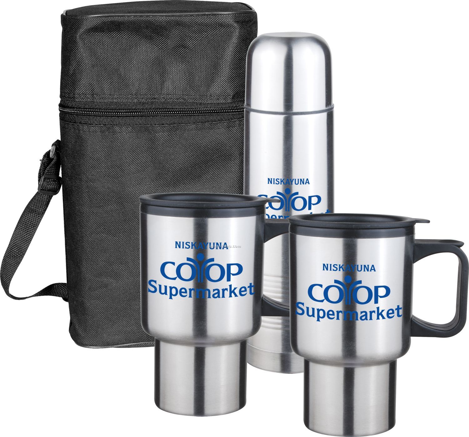 4 Piece Stainless Steel Travel Set - Imprinted