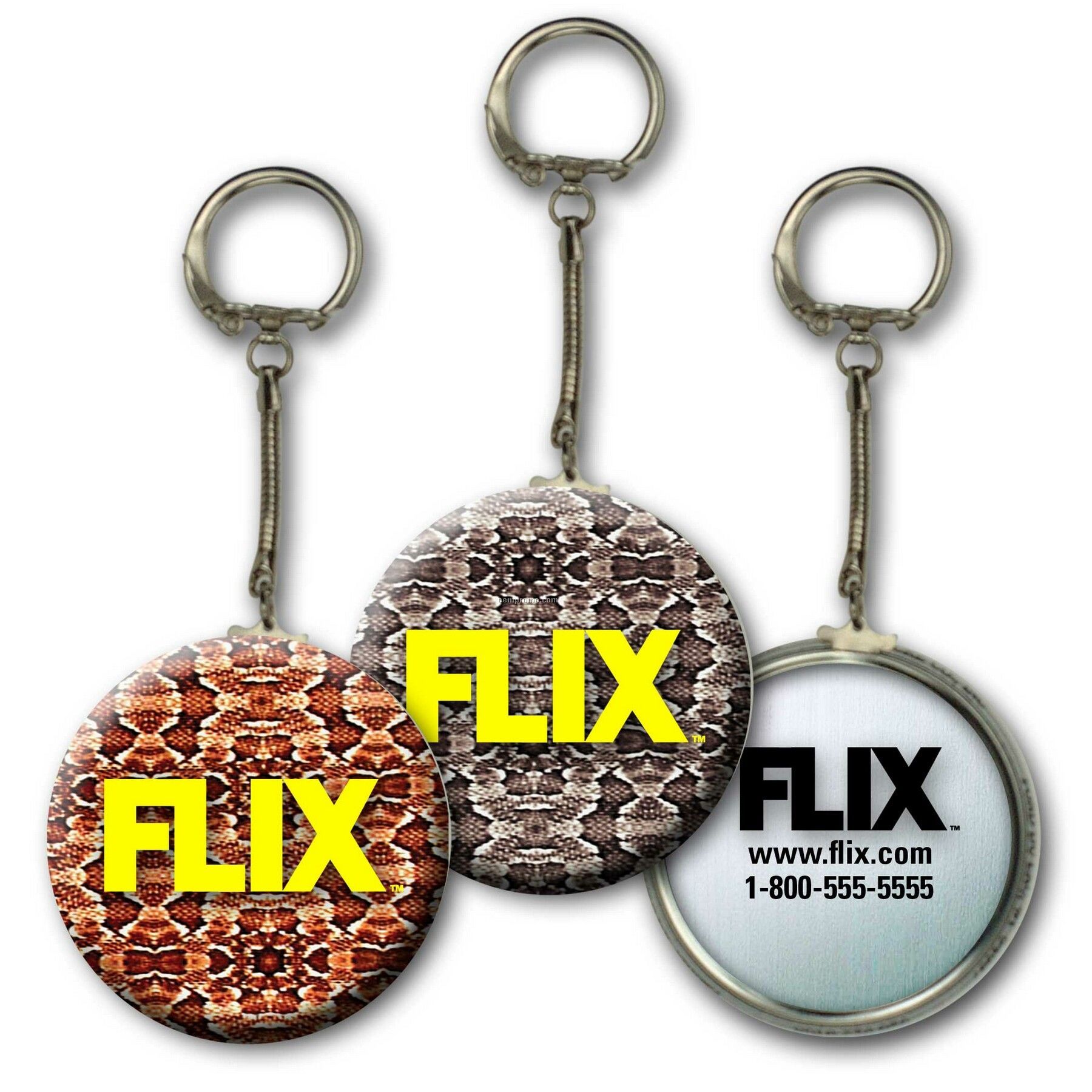 Metallic Key Chain W/3d Lenticular Snake Skin Print (Custom)