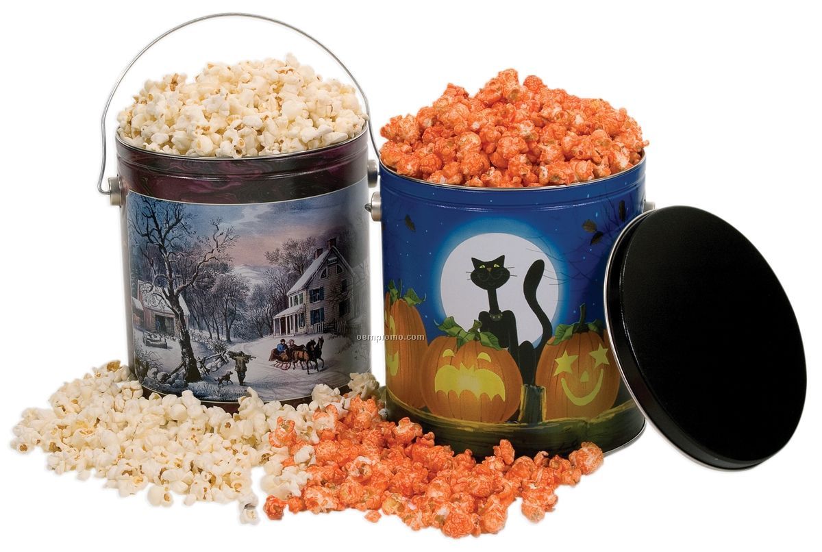 1 Gallon Designer Tin W/Caramel Flavored Popcorn