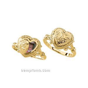 14ky 11x12 Ladies' Diamond Heart Locket Ring