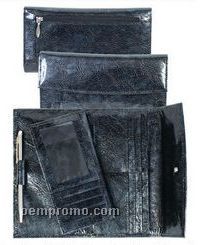 Black Italian Leather Wallet Clutch