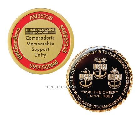 Gold Challenge Coins W/Soft Enamel Fill - Priority (2")