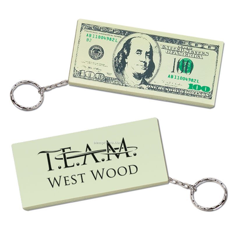 One Hundred Dollar Bill Squeeze Toy Key Chain