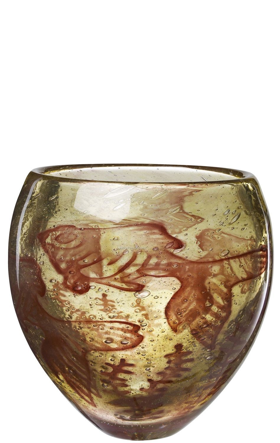 Underworld Brown Glass Vase W/ Fish Motif By Olle Brozen