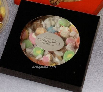 Wrapped Nostalgia Mix Candy-plastic Dish In Black Sleeve W/ Circular Window