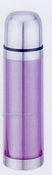 17 Oz. Pink Double Wall Thermos Bottle With Transparent Shell