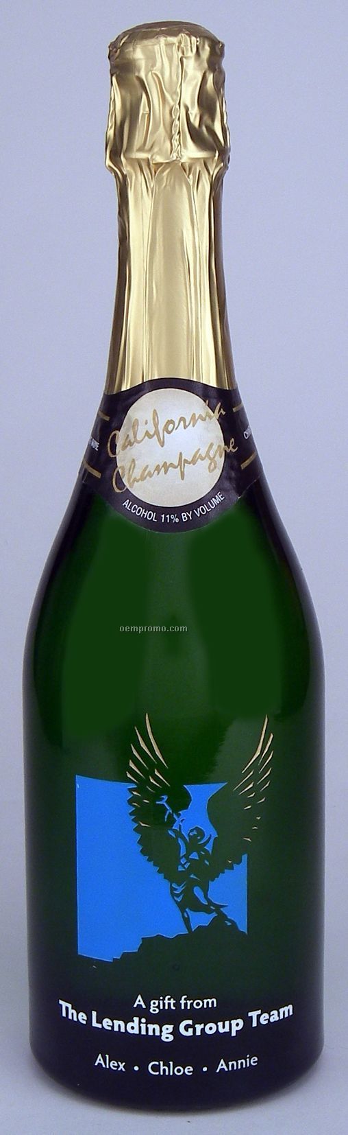 750ml California Champagne (Sparkling Wine) Etched W/ 2 Color Fill