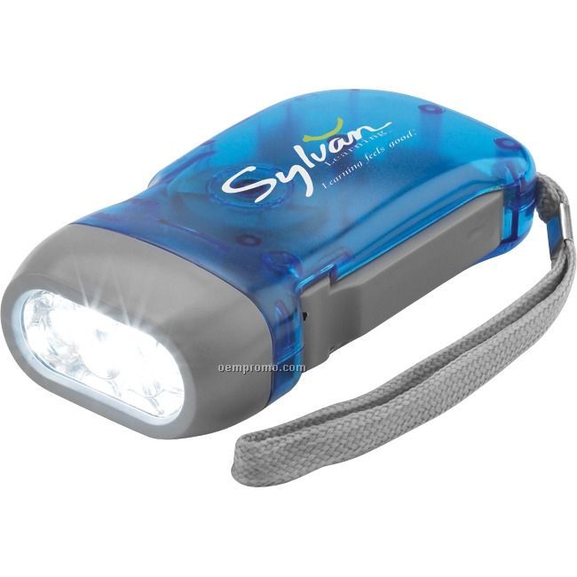 Blue 3 LED Press Flashlight