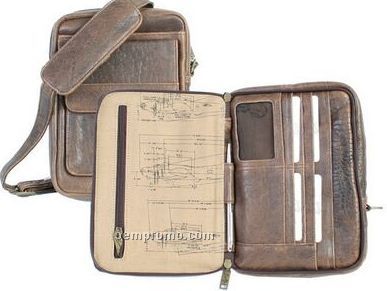 Brown Antique Lamb Leather Shoulder Tote Bag