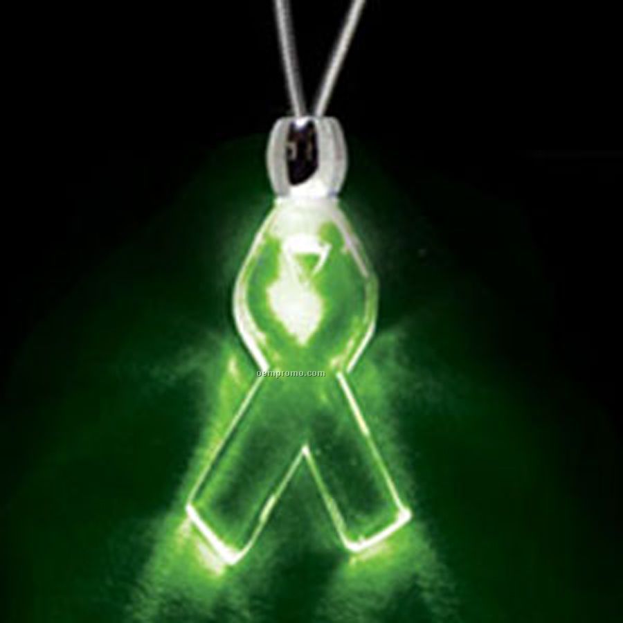 Green Acrylic Ribbon Pendant Light Up Necklace