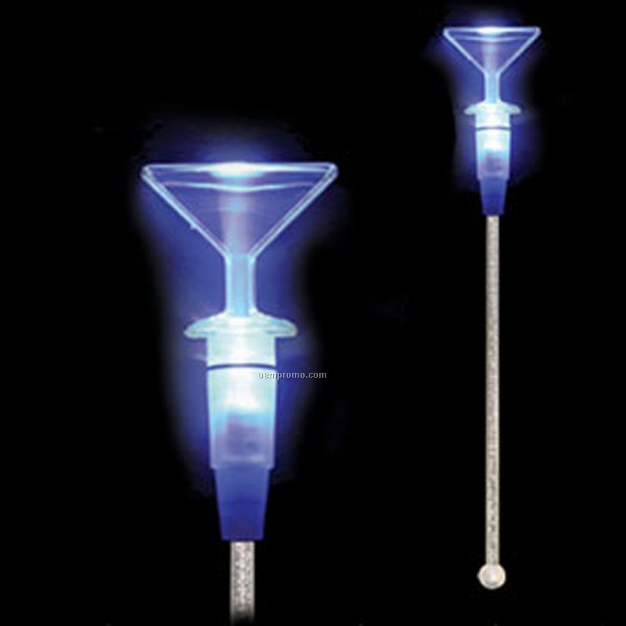 Light Up Stir Stick W/ Blue Martini Glass Handle
